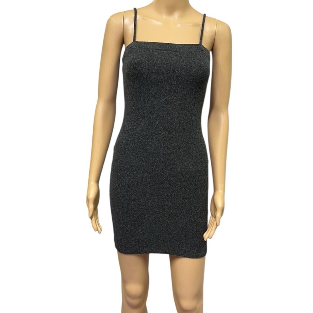 Heart and Hips Ribbed Heathered Charcoal Spaghetti Strap Bodycon Dress Juniors M